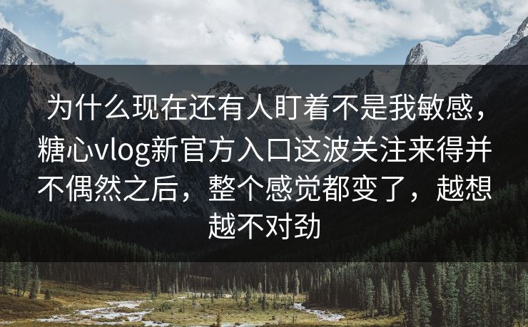 为什么现在还有人盯着不是我敏感，糖心vlog新官方入口这波关注来得并不偶然之后，整个感觉都变了，越想越不对劲