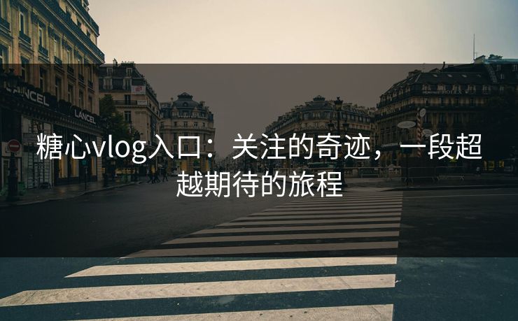 糖心vlog入口:关注的奇迹,一段超越期待的旅程 糖心vlog入口:关注的奇迹,一段超越期待的旅程